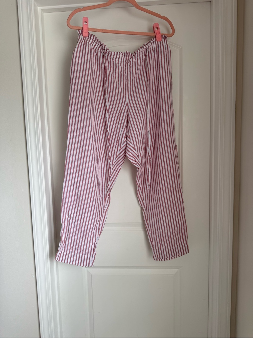beachlunchlounge Pink & White Striped Kids Elastic Waist Pants